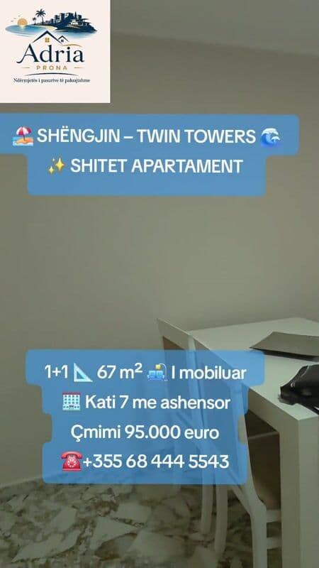 🏖️ SHËNGJIN – TWIN TOWERS 🌊 ✨ SHITET APARTAMENT 1+1