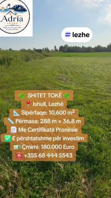 🌿 ISHULL, LEZHË – SHITET TOKË 🌿